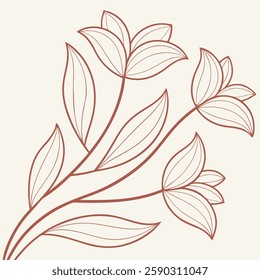 Intricate Line Drawing of a Floral Design with Multiple Petals and Elongated Leaves