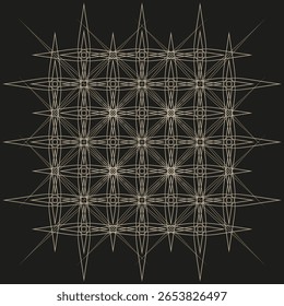Intricate linear pattern. Abstract grid Vector. Geometric fractal design. Dark background illustration. EPS 10.