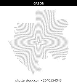 Intricate lines depict land contours of Gabon in abstraction.