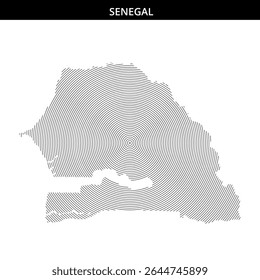 Intricate lines form a unique representation of Senegal's shape.