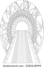 Intricate Mandala Adult Tunnel Pattern Coloring Page Garden-Themed Magical Mystical Floral Stained Glass Ancient Fantasy