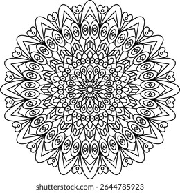 Intricate mandala art for meditation, coloring, and spiritual design projects. Features detailed patterns and symmetric elements, perfect for relaxation and creative expression