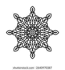 Intricate Mandala with Celtic-Inspired Line Art – Decorative Abstract Black Pattern