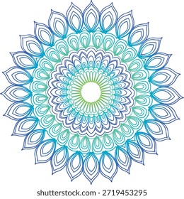 Mandala intrincado: los patrones florales concéntricos irradian hacia afuera en tonos de púrpura, rosa y azul claro, creando un ambiente relajante, simétrico y espiritual.
