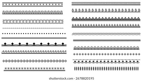 Intricate mandala decorative brush patterns set for digital artwork and design
