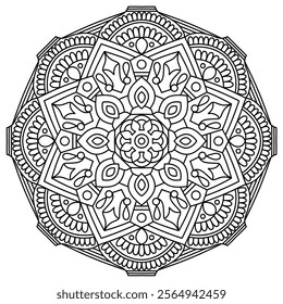 intricate mandala design for coloring book page , creative mandala art for wall art
