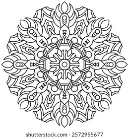 intricate mandala design for coloring book page , creative mandala art for wall art and henna design
