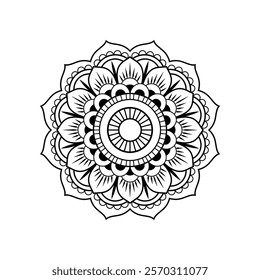 Intricate Mandala Design for Coloring Books or Decor