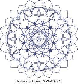 Diseño de mandala intrincado con delicados patrones geométricos, motivos florales simétricos y detalles de líneas finas. Con una mezcla armoniosa de curvas, círculos y Formas, perfecto para la meditación o la decoración