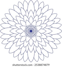 Diseño de mandala intrincado con delicados patrones geométricos, motivos florales simétricos y detalles de líneas finas. Con una mezcla armoniosa de curvas, círculos y Formas, perfecto para la meditación