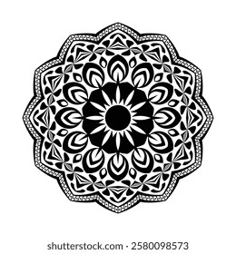 Intricate mandala design with detailed floral and geometric patterns for artistic decoration