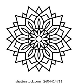 Intricate Mandala Design Featuring Symmetrical Patterns and Geometric Shapes