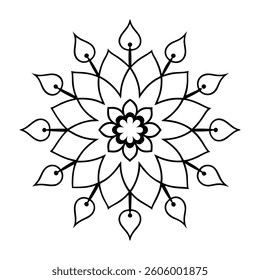 Intricate Mandala Design Featuring Symmetrical Patterns and Geometric Shapes