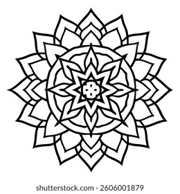 Intricate Mandala Design Featuring Symmetrical Patterns and Geometric Shapes