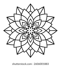 Intricate Mandala Design Featuring Symmetrical Patterns and Geometric Shapes