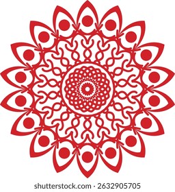 Intrincado design de mandala com padrões simétricos e elementos florais, adequado para colorir livros, fundos, ou projetos decorativos. Inclui cores CMYK e tons de cinza.