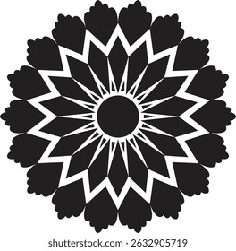 Intricate mandala design featuring symmetrical patterns and floral elements, rendered in a variety of colors including CMYK, grayscale, and vibrant hues.