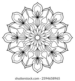 Intricate Mandala Design Floral Geometric Pattern Coloring Page Symmetrical Art