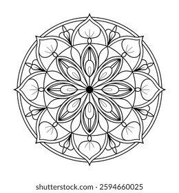 Intricate Mandala Design Floral Geometric Pattern Coloring Page Symmetrical Art