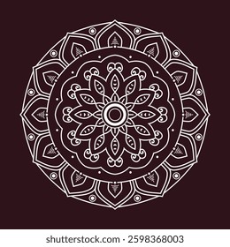 Intricate mandala design with floral and geometric patterns. Beautiful ornamental circular artwork for coloring, meditation, and decorative art