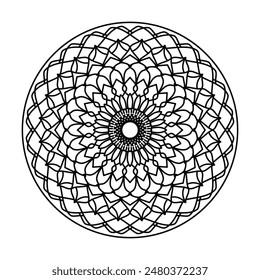 Intricate Mandala Design floral, Symmetrical, and Detailed Art for Coloring, Tattoos, and Digital Use  Perfect for Relaxation and Creativity.