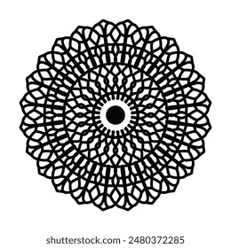 Intricate Mandala Design floral, Symmetrical, and Detailed Art for Coloring, Tattoos, and Digital Use  Perfect for Relaxation and Creativity.
