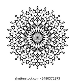 Intricate Mandala Design floral, Symmetrical, and Detailed Art for Coloring, Tattoos, and Digital Use  Perfect for Relaxation and Creativity.