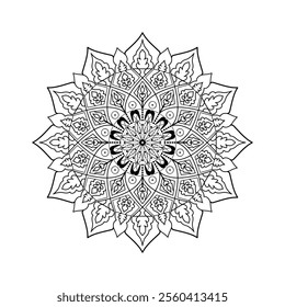 Intricate Mandala Design with Geometric Patterns and Elegant Symmetry in Black and