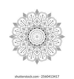 Intricate Mandala Design with Geometric Patterns and Elegant Symmetry in Black and