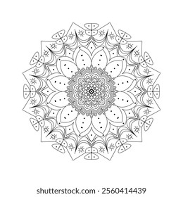 Intricate Mandala Design with Geometric Patterns and Elegant Symmetry in Black and