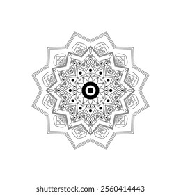 Intricate Mandala Design with Geometric Patterns and Elegant Symmetry in Black and