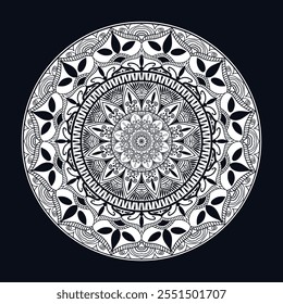 Intricate Mandala Design for Relaxation and Creativity, Easy Mandala Black and White Circle Outline - Mandala Coloring Pages for Adults and Kids