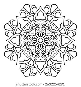 Intricate mandala design for Spiritual, Coloring Pages, Tattoo, colours, flowery, mindfulness, yoga, peaceful and Meditation Posters illustration