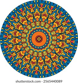 Intricate Mandala Design with Warm and Cool Colors in Harmonious Balance