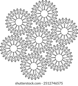 Intricate Mandala floral Adult and Kids Coloring Page, simple Large Spaces for coloring