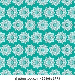 "Intricate Mandala Floral Pattern on Teal"
