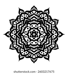 Intricate Mandala Line Art for Coloring Book – Oriental Pattern Vector Illustration. Hand-Drawn Doodle Mandala Design for Relaxation and Creativity