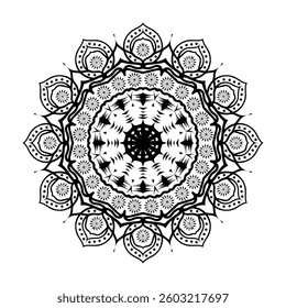 Intricate Mandala Line Art for Coloring Book – Oriental Pattern Vector Illustration. Hand-Drawn Doodle Mandala Design for Relaxation and Creativity