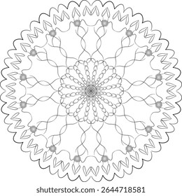 Intricate Mandala Line Art for Coloring and Meditation Zen Symmetrical Drawing for Relaxation