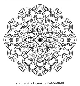 Intricate Mandala Line Art | Floral Circular Pattern | Meditation Coloring Page