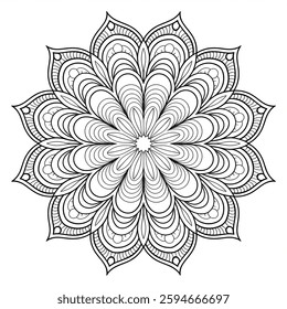 Intricate Mandala Line Art | Floral Circular Pattern | Meditation Coloring Page