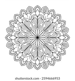 Intricate Mandala Line Art | Floral Circular Pattern | Meditation Coloring Page