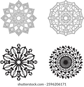 Intricate Mandala Line Art Vector Design, Geometric Floral Mandala for Meditation