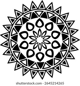 Intricate Mandala Pattern  Black and White Decorative Vector Illustration