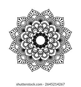 Intricate Mandala Pattern  Black and White Decorative Vector Illustration