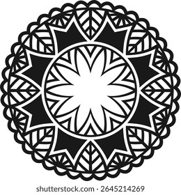 Intricate Mandala Pattern  Black and White Decorative Vector Illustration