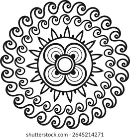 Intricate Mandala Pattern  Black and White Decorative Vector Illustration