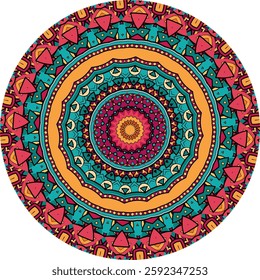 Intricate mandala pattern with concentric circles of detailed floral and geometric designs