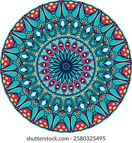 Intricate Mandala Pattern Featuring Symmetry and Radiant Colors