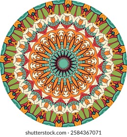 Intricate Mandala Pattern Featuring Symmetry and Radiant Colors